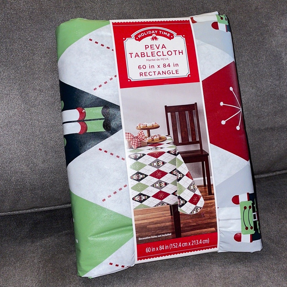 NWT. Holiday Time.  Peva Tablecloth.  60x84” (rectangle)